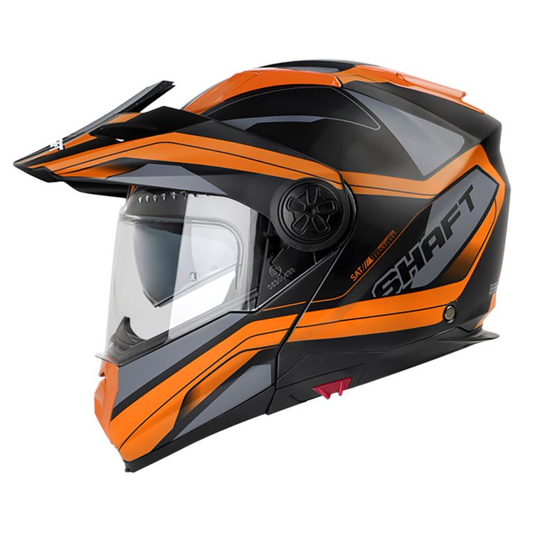 CASCO ABATIBLE SHAFT SH3700 DOBLE VISOR PEAK FORM NEGRO NARANJA